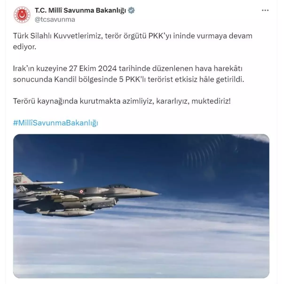 Hava Harekatında 5 PKK’lı Terörist Etkisiz Hale Getirildi